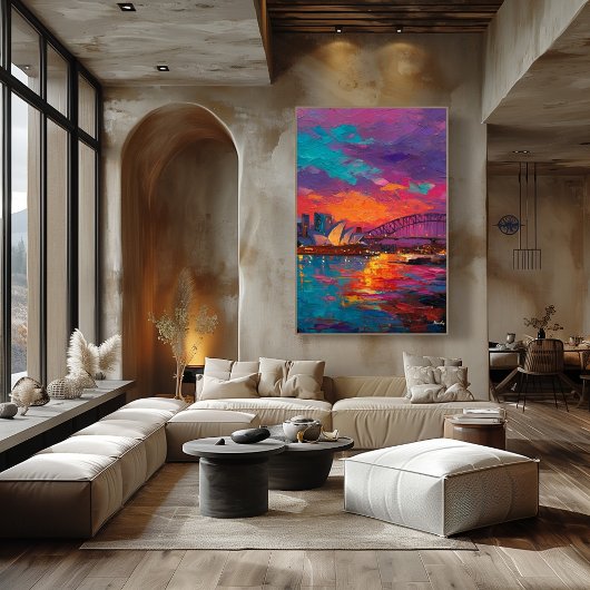 Expressionist Sydney Skyline Vibrant Harbor City ポスター