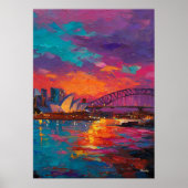 Expressionist Sydney Skyline Vibrant Harbor City ポスター (正面)