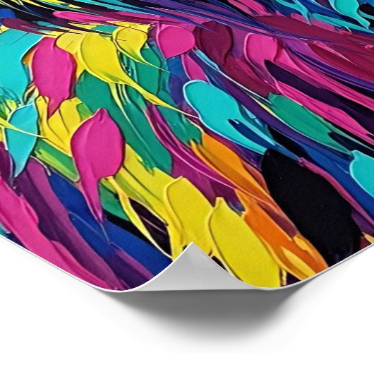 Expressionist Vibrant Colorful Cow ポスター (角)