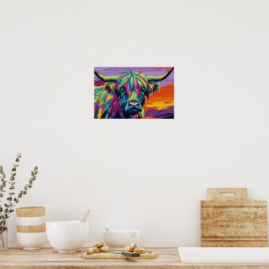 Expressionist Vibrant Colorful Cow ポスター (キッチン)