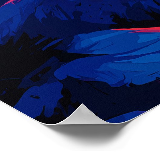 Expressionist Wolf Under Crimson Moon Wall Art ポスター (角)