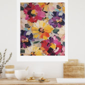 Expressive Abstract Flower Painting ポスター (キッチン)