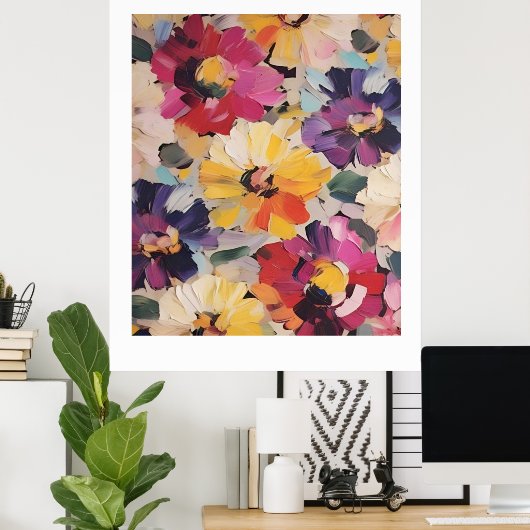 Expressive Abstract Flower Painting ポスター (ホームオフィス)