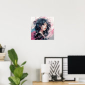 Expressive Anime Music Portrait ポスター (ホームオフィス)