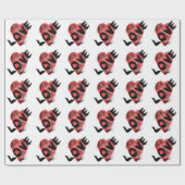 Expressive Brush Stroke Red Heart LOVE Pattern ラッピ ラッピングペーパー (フラット)