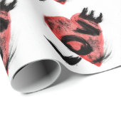 Expressive Brush Stroke Red Heart LOVE Pattern ラッピ ラッピングペーパー (ロールコーナー)