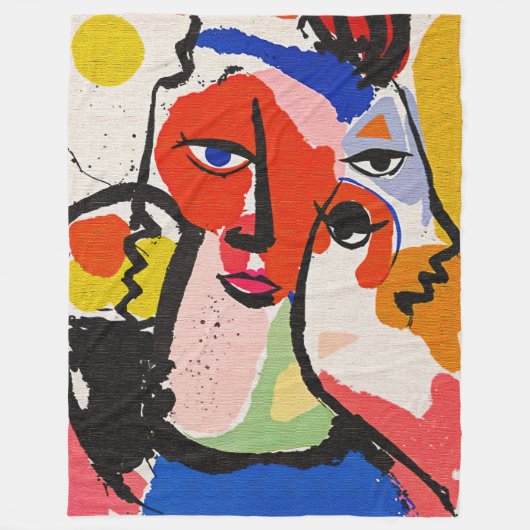 Expressive Brushstrokes Matisse Style Abstract Art フリースブランケット (正面)