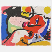 Expressive Brushstrokes Matisse Style Abstract Art フリースブランケット (正面(横))