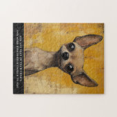 Expressive Chihuahua Art Yellow Textured Pet  ジグソーパズル (横)