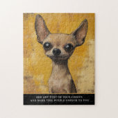 Expressive Chihuahua Art Yellow Textured Pet  ジグソーパズル (縦)