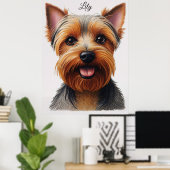 Expressive CloseUp Yorkshire Terrier Dog Portrait ポスター (ホームオフィス)