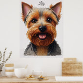 Expressive CloseUp Yorkshire Terrier Dog Portrait ポスター (キッチン)