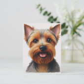 Expressive CloseUp Yorkshire Terrier Dog Portrait ポストカード (スタンド正面)