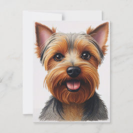 Expressive CloseUp Yorkshire Terrier Dog Portrait ポストカード