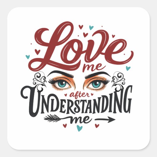 Expressive Eyes Love Message Print スクエアシール (正面)