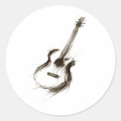 Expressive Ink Guitar Minimalist Brush Music on  ラウンドシール (正面)