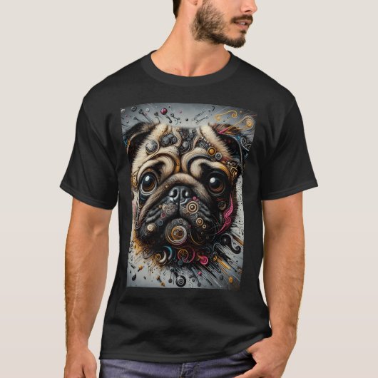 Expressive Pug Dog Tシャツ (正面)