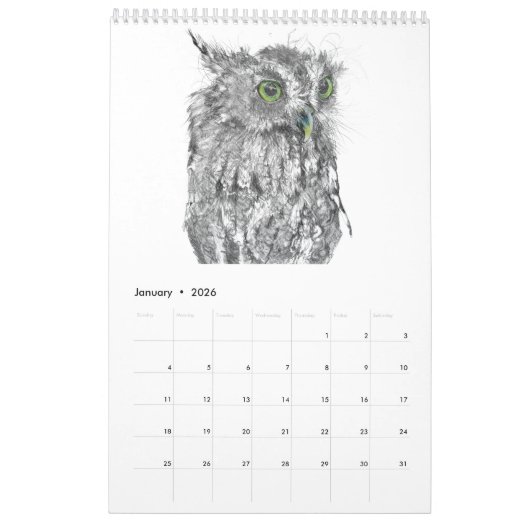 Expressive Wildlife Calendar カレンダー (1月 2026)