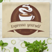 Expresso Yourselfおもしろいコーヒーキッチン引用文 キッチンタオル (折り畳み)