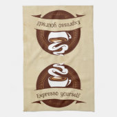Expresso Yourselfおもしろいコーヒーキッチン引用文 キッチンタオル (縦)