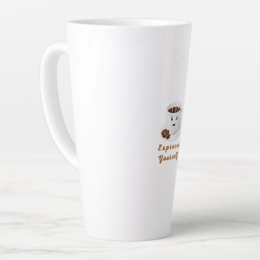 Expresso Yourself – Funny Smiling Coffee Tee カフェラテマグ (左アングル)