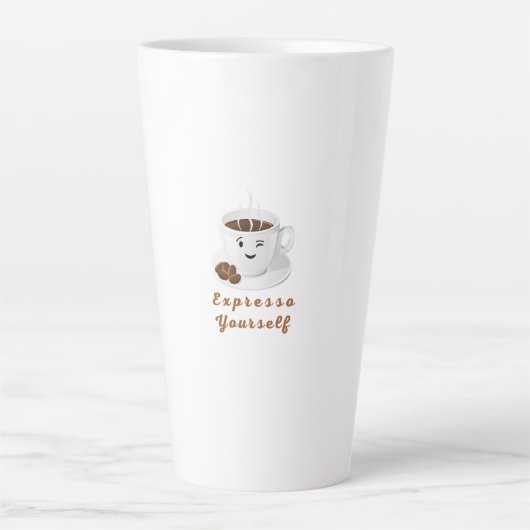 Expresso Yourself – Funny Smiling Coffee Tee カフェラテマグ (正面)