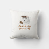 Expresso Yourself – Funny Smiling Coffee Tee クッション (正面)