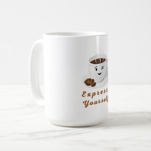 Expresso Yourself – Funny Smiling Coffee Tee コーヒーマグカップ (正面左)