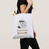 Expresso Yourself – Funny Smiling Coffee Tee トートバッグ (クローズアップ)