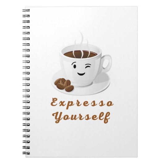 Expresso Yourself – Funny Smiling Coffee Tee ノートブック (正面)