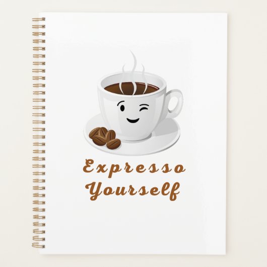Expresso Yourself – Funny Smiling Coffee Tee プランナー手帳 (正面)