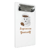 Expresso Yourself – Funny Smiling Coffee Tee ミニクリップボード (アングル)