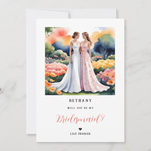 Exquisite 2 Girls Illustration Bridesmaid Proposal (正面)