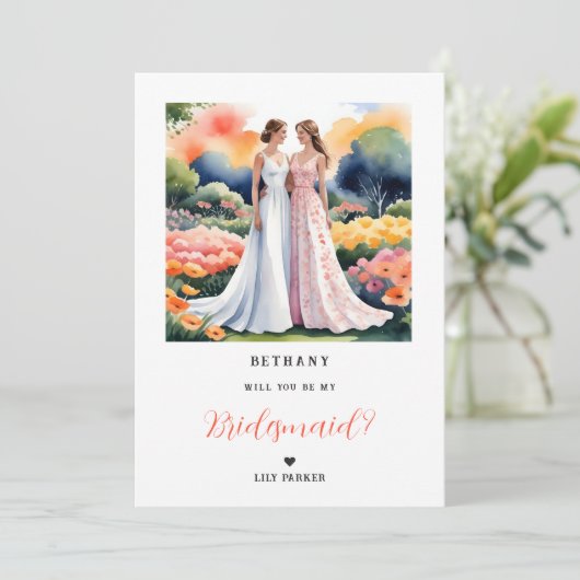 Exquisite 2 Girls Illustration Bridesmaid Proposal (スタンド正面)