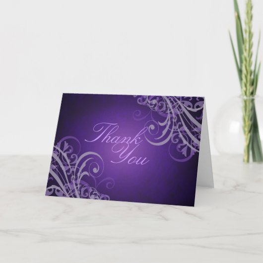 Exquisite Baroque Purple Scroll Thank You Card サンキューカード (正面)