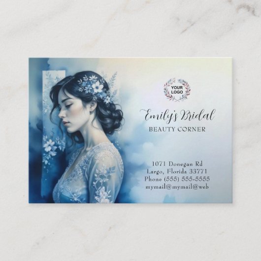 Exquisite Beautiful Bride In Blue Bridal Business 名刺 (正面)