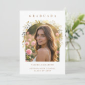 Exquisite Beige Graduate Cap Floral Arch Photo 招待状 (スタンド正面)