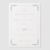 Exquisite Black Calligraphy With Floral ベラム紙招待状 (正面)