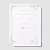 Exquisite Black Calligraphy With Floral ベラム紙招待状 (オフセット)