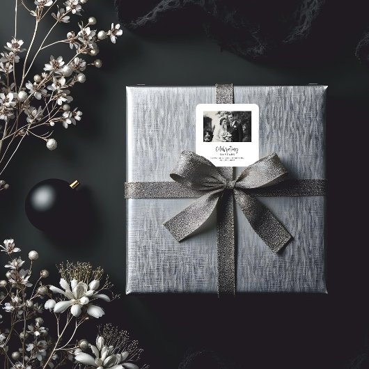 Exquisite Black White Elegant Wedding Anniversarie スクエアシール