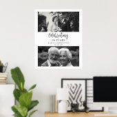 Exquisite Black White Elegant Wedding Anniversarie ポスター (ホームオフィス)