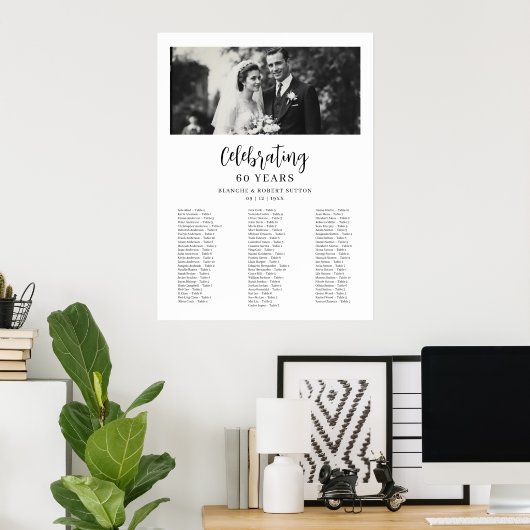 Exquisite Black White Elegant Wedding Anniversarie ポスター (ホームオフィス)