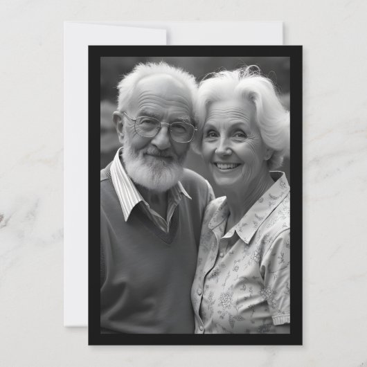 Exquisite Black White Elegant Wedding Anniversarie 招待状 (裏面)