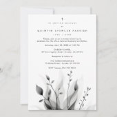 Exquisite Black & White Overlapping Leaves flowers 招待状 (正面)