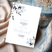 Exquisite Blue Floral Bunch Wedding Jr Bridesmaid 招待状