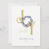 Exquisite Blue Tones & Faux Gold Christmas Wreath シーズンカード (正面)