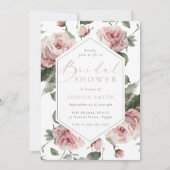 Exquisite Blush Floral Bridal Shower  招待状 (正面)