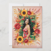 Exquisite Botanical Floral Frame Spanish Photo XVs 招待状 (裏面)