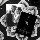 Exquisite Chic Minimalist Black Wedding Initials サンキューカード