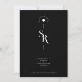 Exquisite Chic Minimalist Black Wedding Initials セーブザデート (正面)